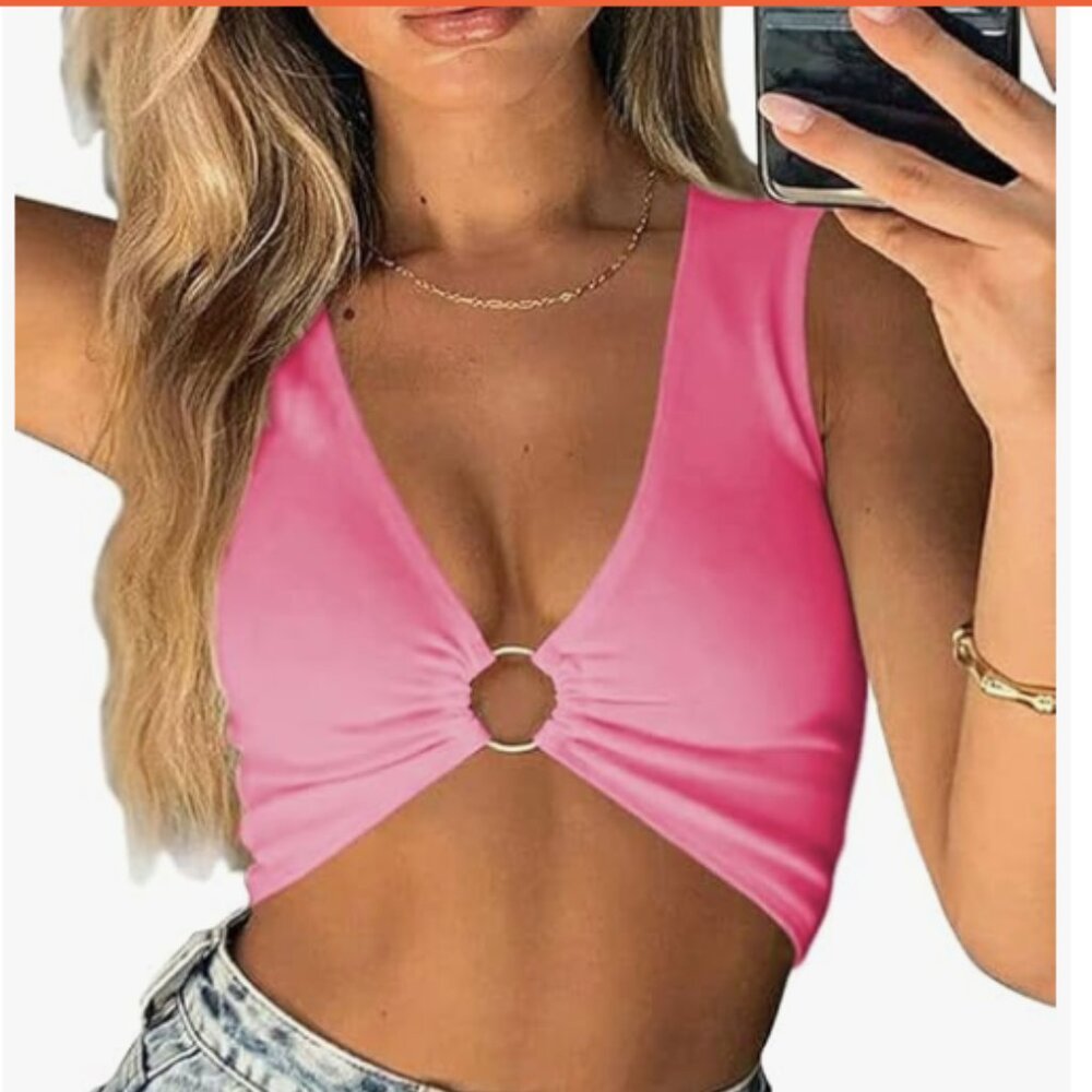 Pink cropped top